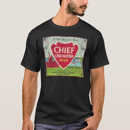  Chief Oshkosh Beer Retro Defunct Wisconsin T-shirt (Voorkant)