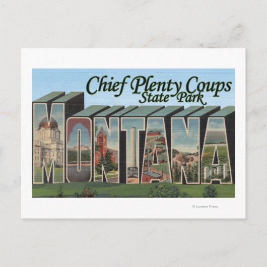 Chief Plenty, Montana - grote lettertjes Briefkaart (Voorkant)