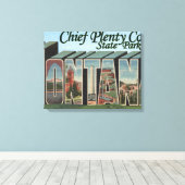 Chief Plenty, Montana - grote lettertjes Canvas Afdruk (Insitu (Houten vloer))