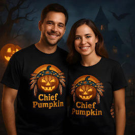 Chief Pumpkin Halloween Pumpkin Indiase hoofdjurk T-shirt