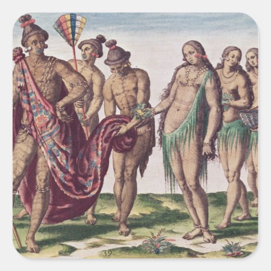 Chief Satouriona en zijn vrouw gaan naar een Walk Vierkante Sticker (Voorkant)