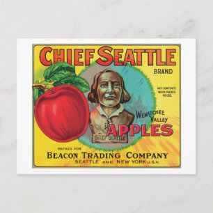 Chief Seattle Apples Label Briefkaart