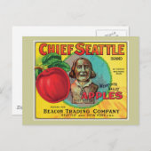 Chief Seattle  Apples Label Briefkaart (Voorkant / Achterkant)