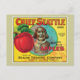 Chief Seattle  Apples Label Briefkaart