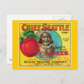 Chief Seattle  Apples Label Briefkaart (Voorkant / Achterkant)