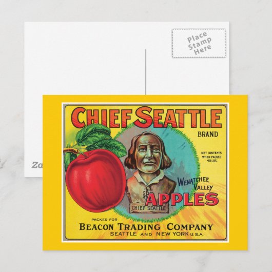 Chief Seattle  Apples Label Briefkaart (Voorkant / Achterkant)