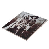 Chief Sitting Bull (1831-90) op tournee met Buffal Tegeltje (Zijkant)