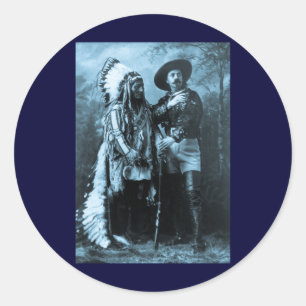 Chief Sitting Bull en Buffalo Bill 1895 Ronde Sticker