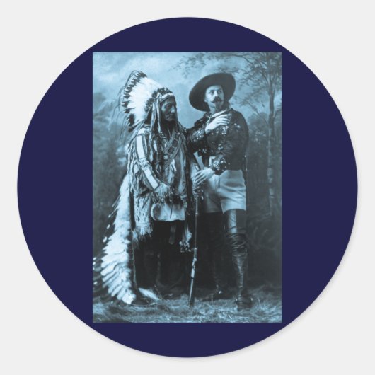 Chief Sitting Bull en Buffalo Bill 1895 Ronde Sticker (Voorkant)