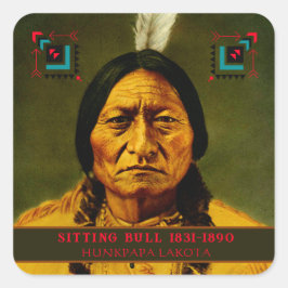 Chief Sitting Bull Tribal Native Amerikaanse Lakot Vierkante Sticker
