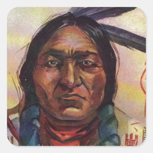 Chief Sitting Bull Vierkante Sticker (Voorkant)