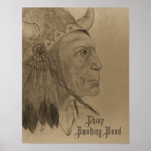 Chief Smoking Weed Poster (Voorkant)