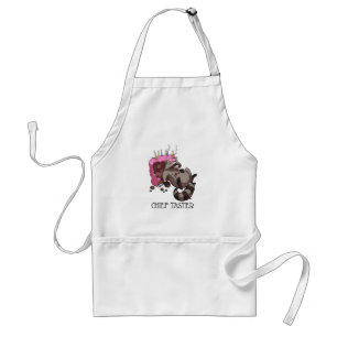 Chief Taster Greedy Raccoon Eating Cake Cartoon Standaard Schort