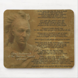Chief Tecumseh mousepad: "Leef je leven" Muismat