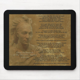 Chief Tecumseh mousepad: "Leef je leven" Muismat