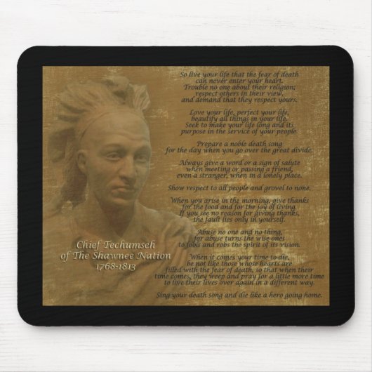 Chief Tecumseh mousepad: "Leef je leven" Muismat (Voorkant)