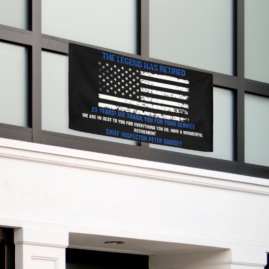 Chief Thin Blue Line Flag Retirement Party Spandoek (Buitenkant Gebouw)