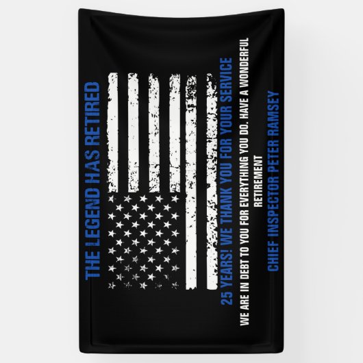 Chief Thin Blue Line Flag Retirement Party Spandoek (Verticaal)