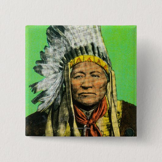 Chief Washakie Portrait Vierkante Button 5,1 Cm (Voorkant)