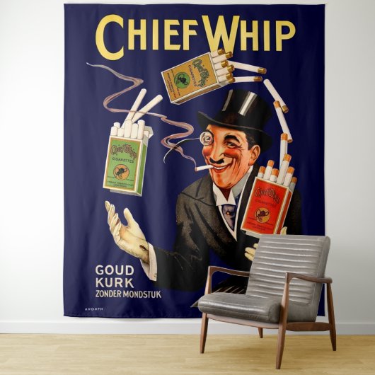Chief Whip sigaretten uit 1920 Wandkleed (In situ)