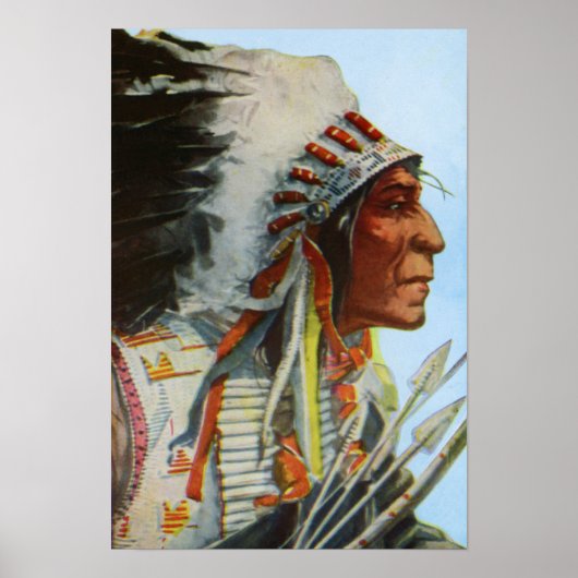 Chief Wolf Robe Blackfoot Native American American Poster (Voorkant)