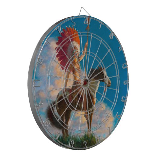 Chieftess Vrouw Indiaanse indiaan Chief Dartbord (Voorkant Links)