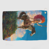 Chieftess Vrouw Indiaanse indiaan Chief Golfhanddoek (Horizontaal)