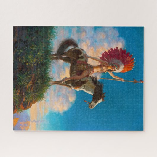 Chieftess Vrouw Indiaanse indiaan Chief Legpuzzel (Horizontaal)