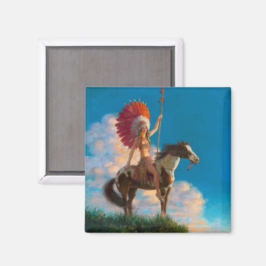 Chieftess Vrouw Indiaanse indiaan Chief Magneet (Voorkant / Achterkant)