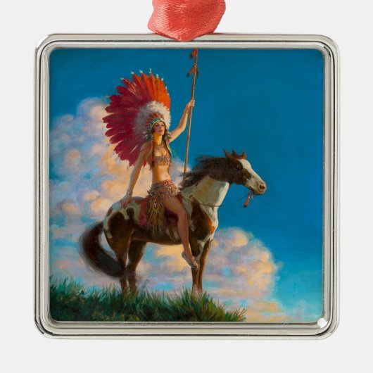 Chieftess Vrouw Indiaanse indiaan Chief Metalen Ornament (Voorkant)