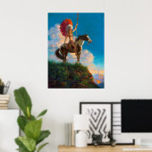 Chieftess Vrouw Indiaanse indiaan Chief Poster (Thuiskantoor)