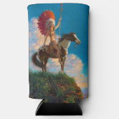 Chieftess Vrouw Indiaanse indiaan Chief Seltzer Blikjeskoeler (Voorkant)