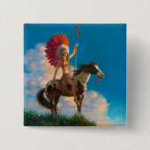 Chieftess Vrouw Indiaanse indiaan Chief Vierkante Button 5,1 Cm (Voorkant)