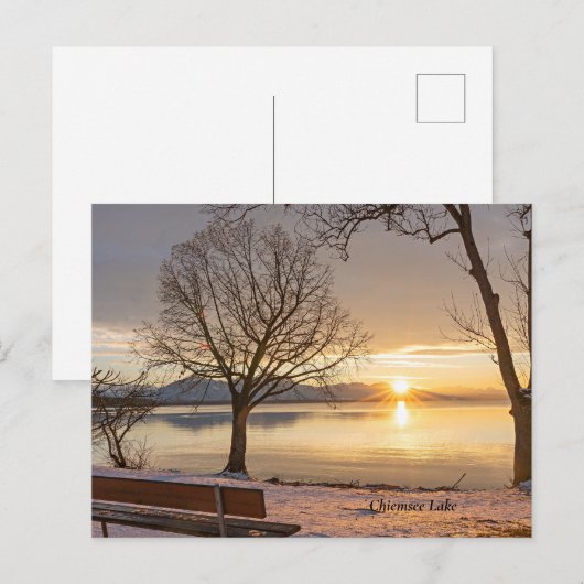 Chiemsee Lake, zonsondergang, Briefkaart (Voorkant / Achterkant)