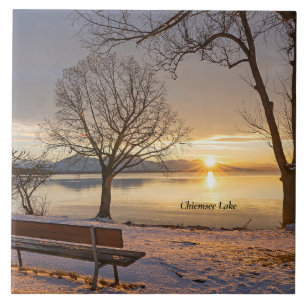 Chiemsee Lake, zonsondergang, Tegeltje