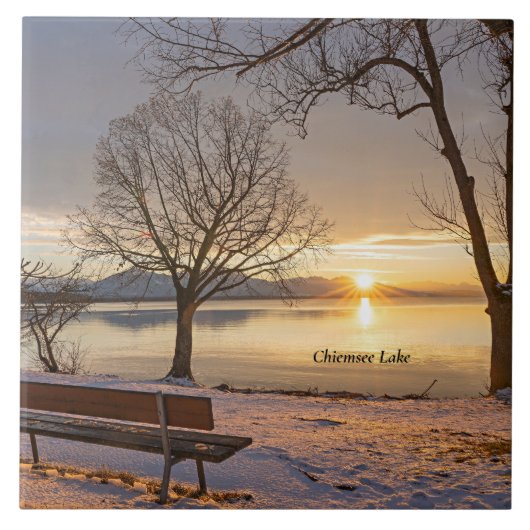 Chiemsee Lake, zonsondergang, Tegeltje (Voorkant)