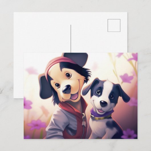 Chien Cute Briefkaart (Voorkant / Achterkant)
