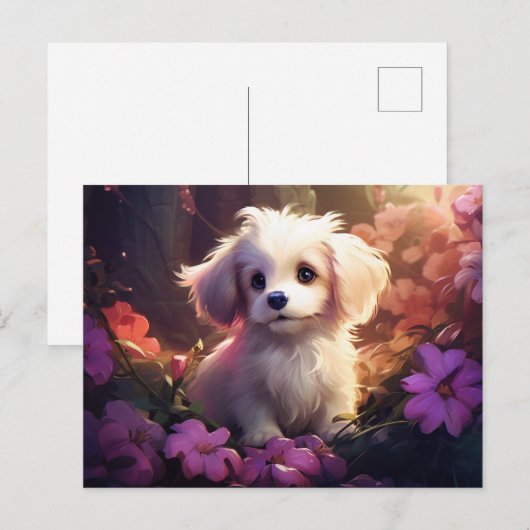 Chien Fleur 2 Briefkaart (Voorkant / Achterkant)