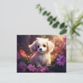 Chien Fleur 2 Briefkaart (Staand voorkant)
