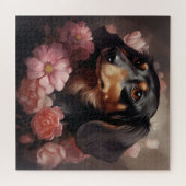 Chien Fleur 2 Puzzle Legpuzzel (Horizontaal)