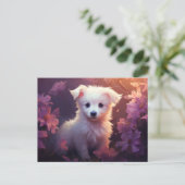 Chien Fleur 3 Briefkaart (Staand voorkant)