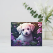 Chien Fleur 4 Briefkaart (Staand voorkant)