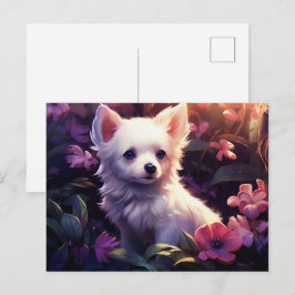 Chien Fleur Briefkaart