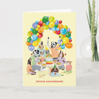 Chiens et chats Souffler des bougies Gâteau Fête Kaart