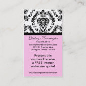 Chiffon Pink Black Damask Visitekaartjes (Achterkant)