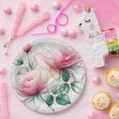 Chiffon Pink Rose Papieren Bordje (Feest)