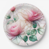Chiffon Pink Rose Papieren Bordje (Voorkant)
