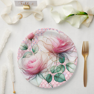 Chiffon Pink Roses Papieren Bordje