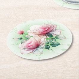 Chiffon-Rozen Ronde Kartonnen Onderzetter