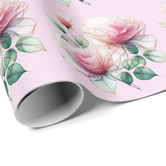 Chiffon Rozen Wrapping Paper Cadeaupapier (Rol Hoek)